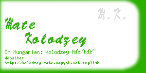 mate kolodzey business card